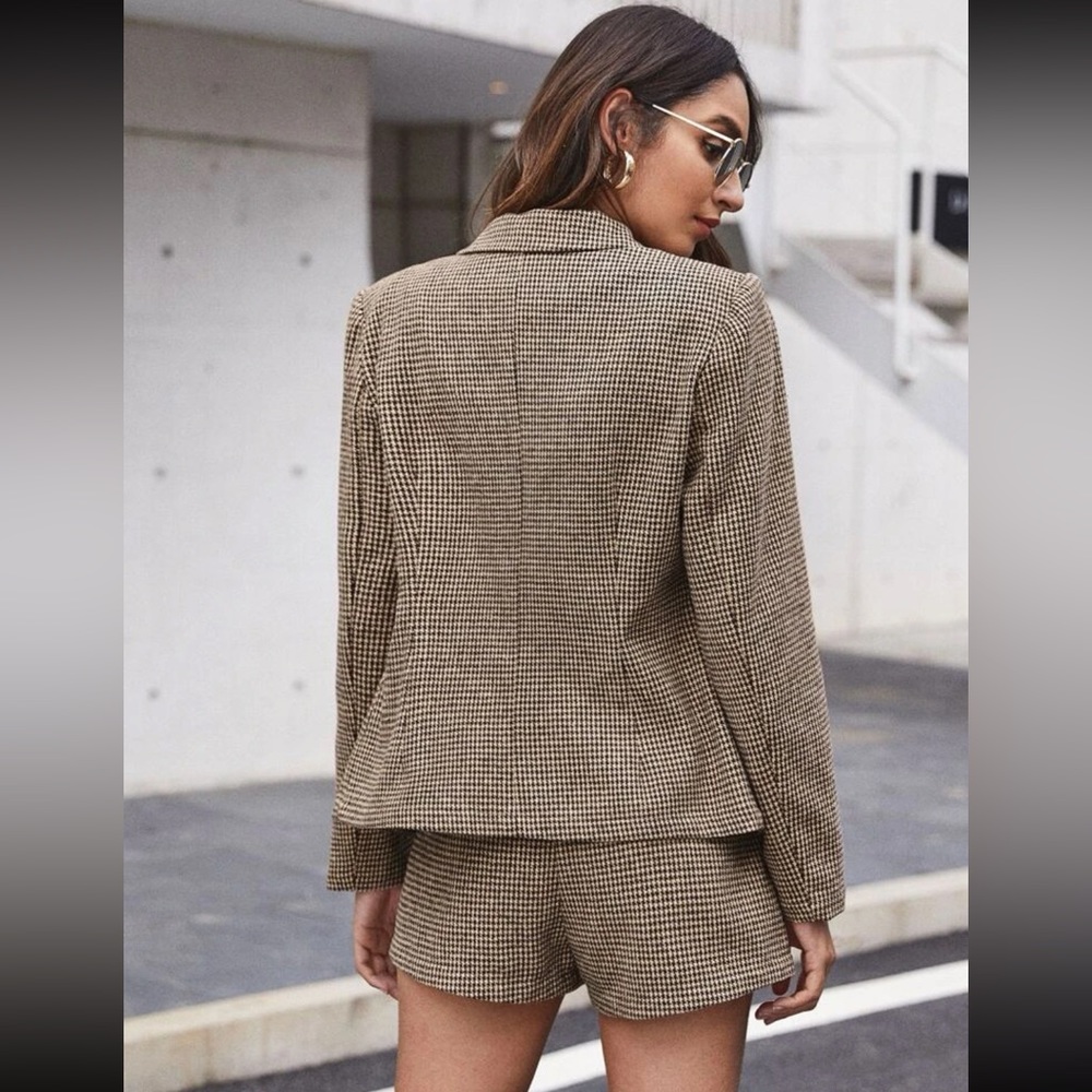 Shein Unity Double Button Houndstooth Blazer & Sh… - image 2